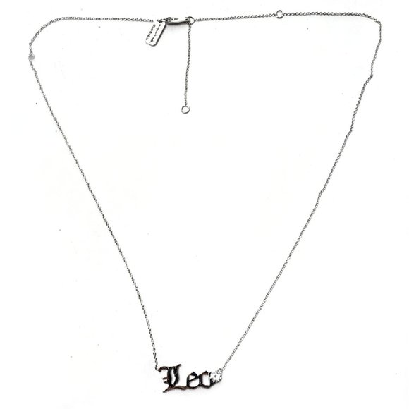 NEW Melinda Maria Zodiac Script Pendant Leo Necklace Silver - Picture 2 of 5